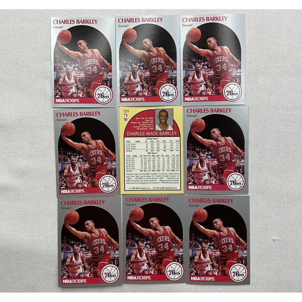 Charles Barkley 1990 NBA Hoops Card #225 Philadelphia 76ers Lot of 50 Basketball